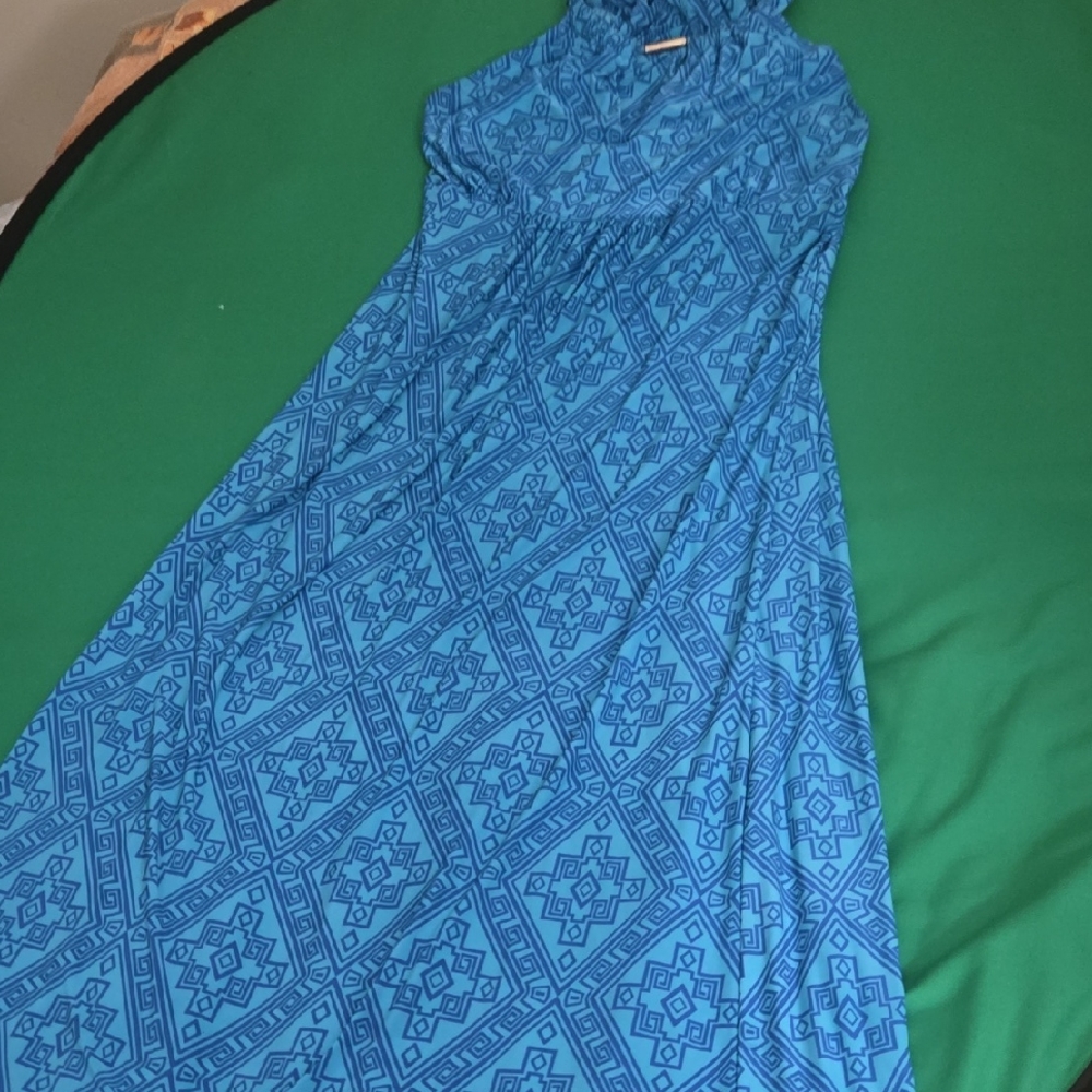 Elegant Blue Patterned Women's Dress
